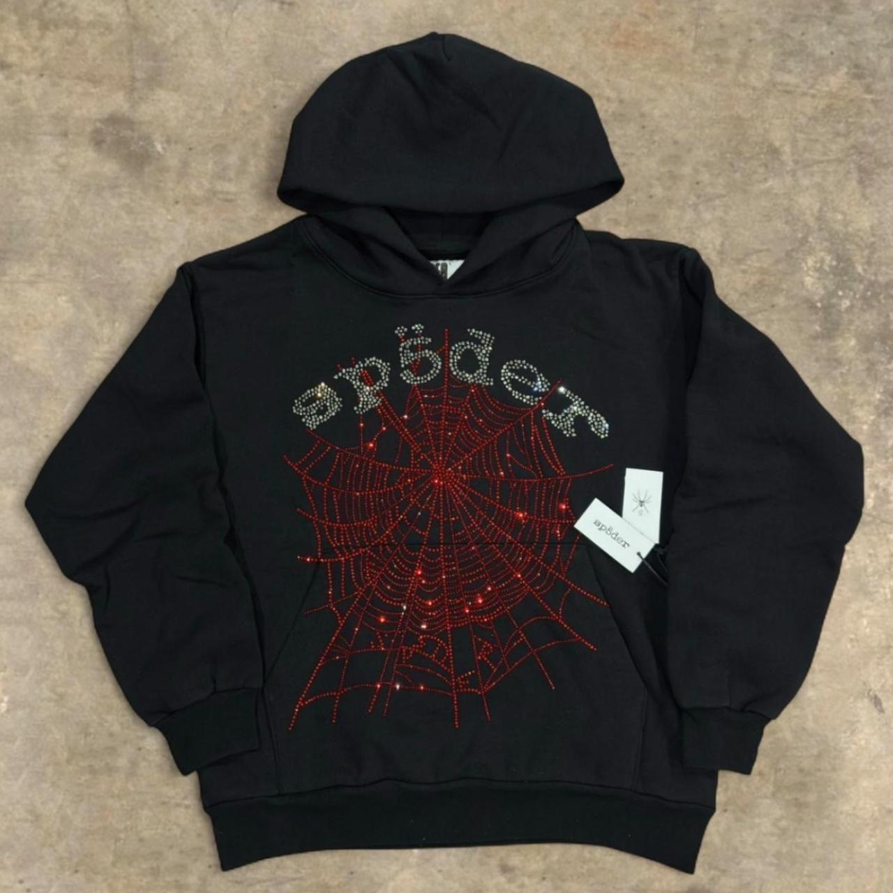 Black Sp5 Rhinestone Hoodie